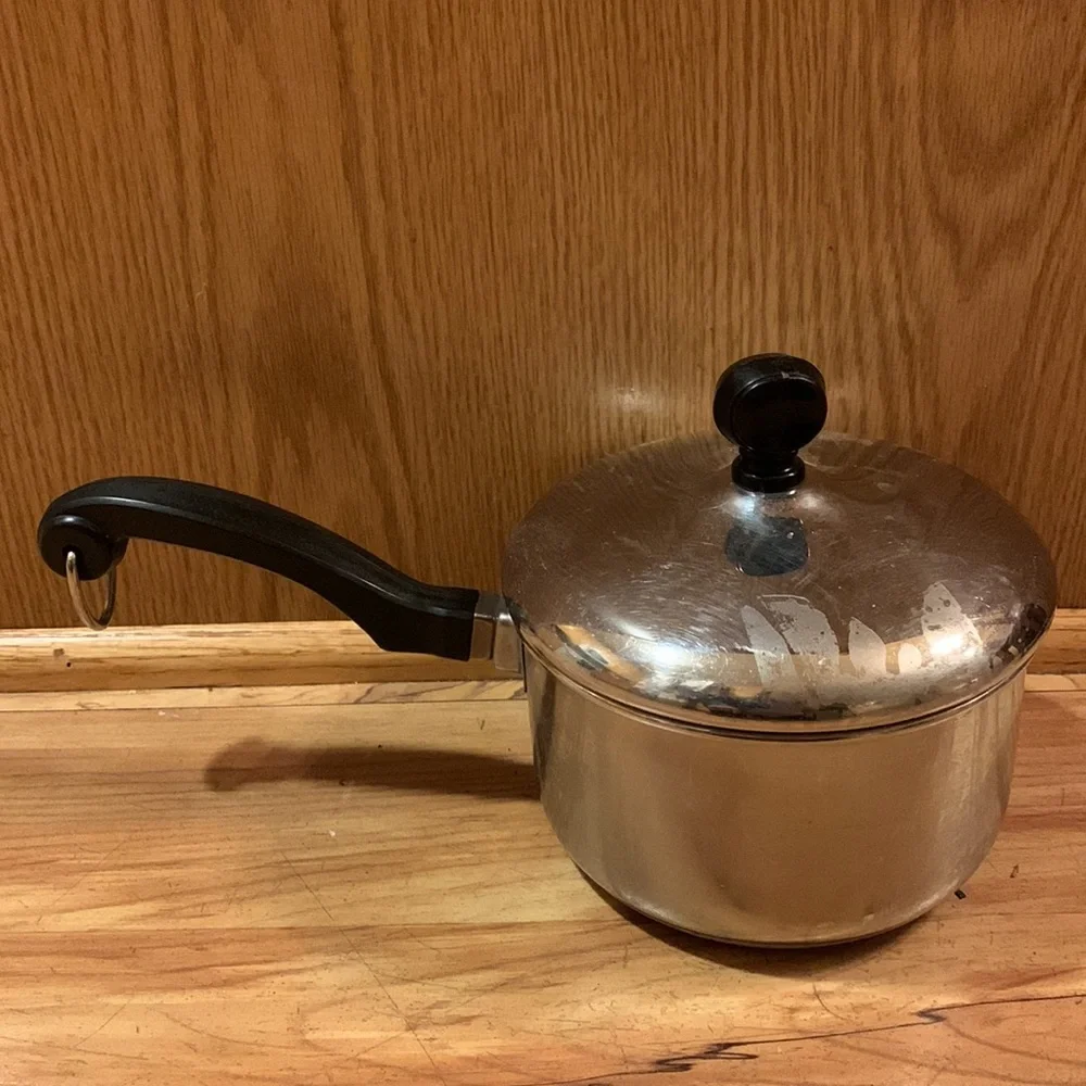 Vintage Farberware aluminum clad stainless steel 1 qt sauce pan pot USA Bronx NY
